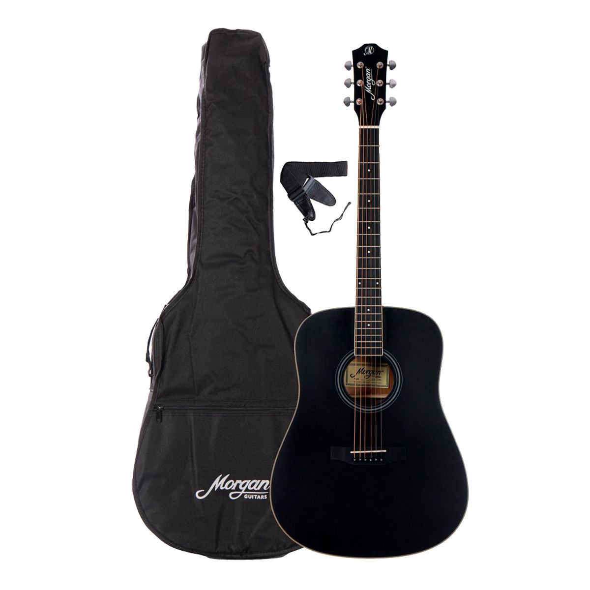MORGAN Akustisk Gitarpakke GP W 11 BK Med Bag og Reim